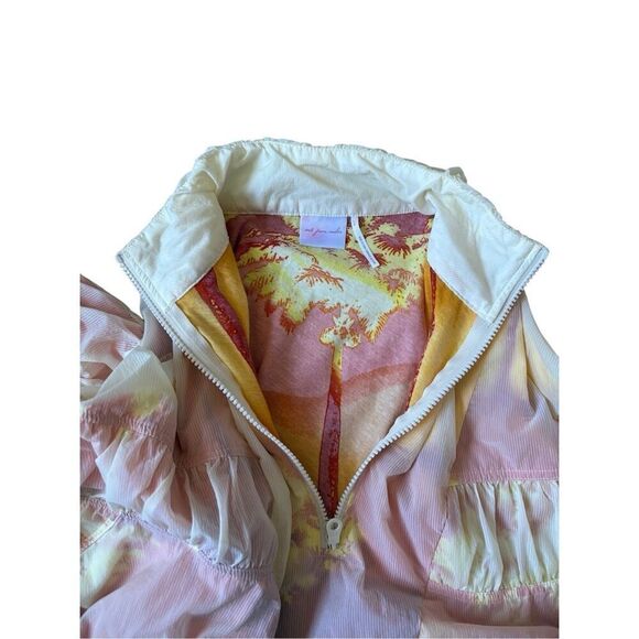 Out From Under Surfside Cropped Quarter-Zip Jacket size L Yellow Pink - Picture 10 of 12